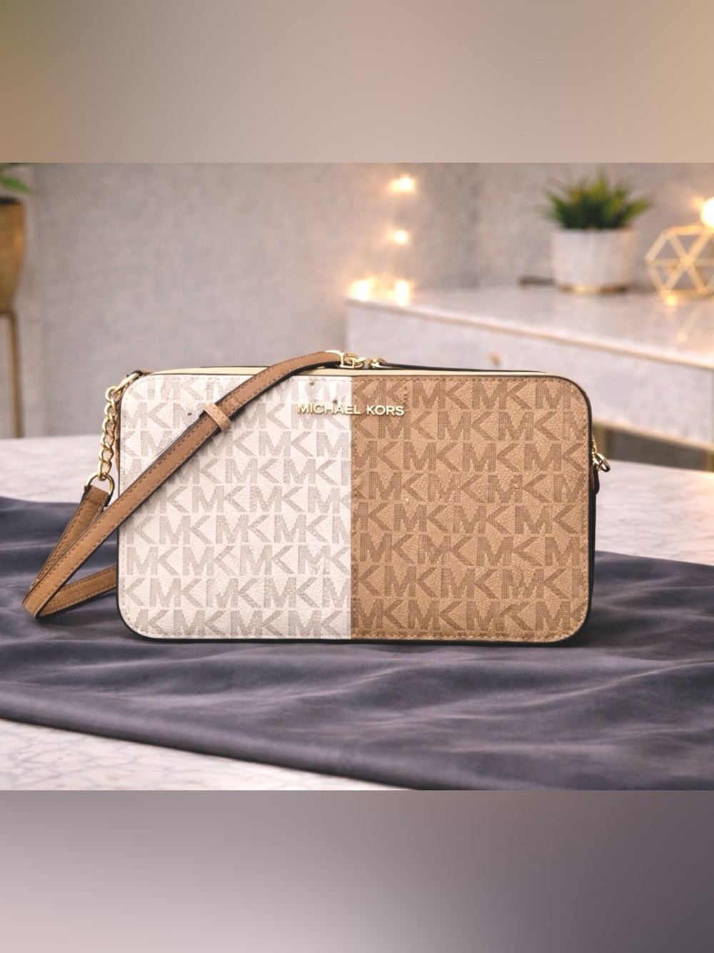 Michael Kors Jet Set Camel Multi Crossbody NWT
